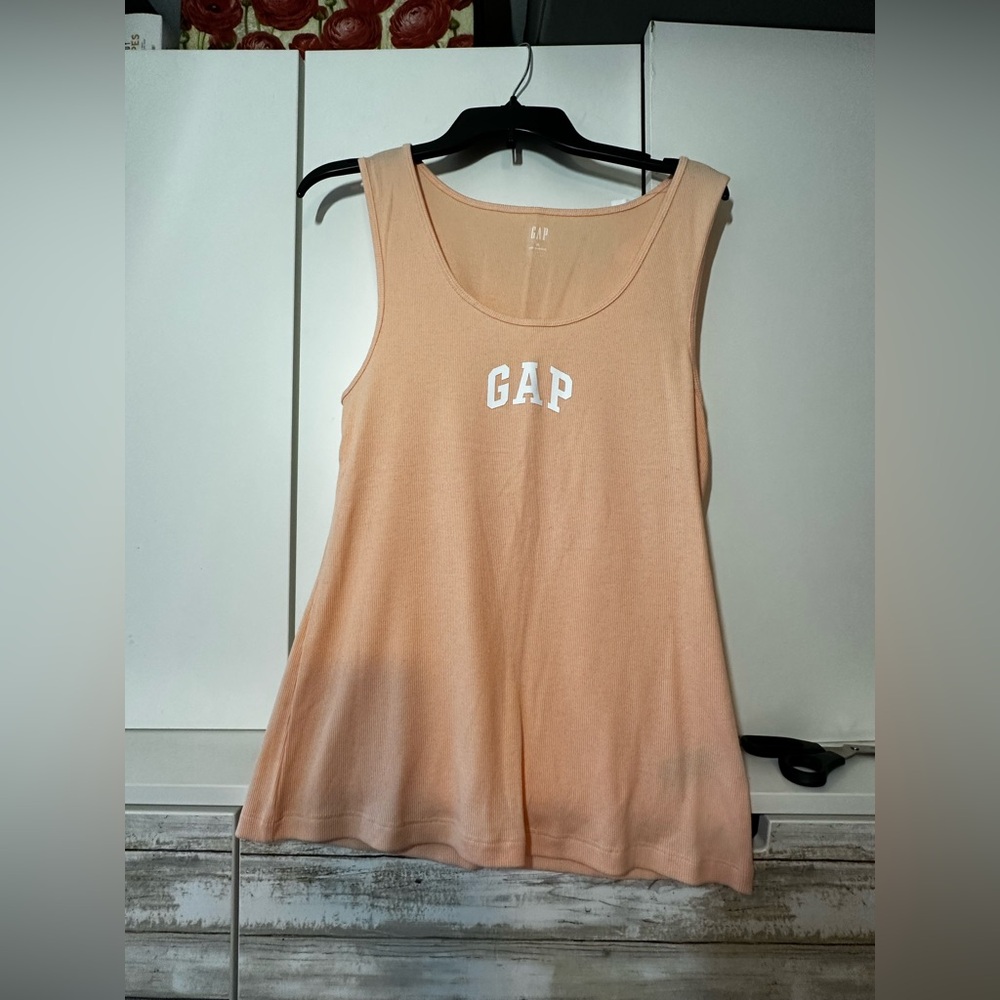 🧡🤍 NWT GAP Peach Ribbed Tank Top Size XL